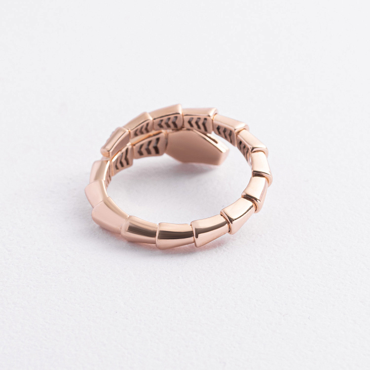 Кольцо "Змея" в красном золоте (фианиты) к08386 от ювелирного магазина Оникс - 1