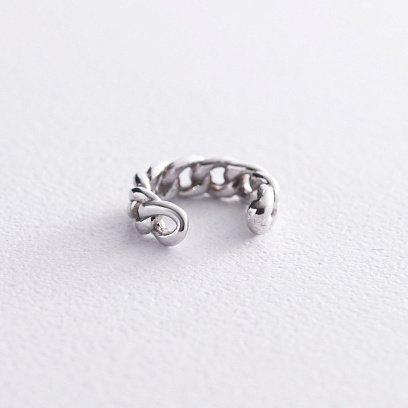 Серьга - каффа "Цепочка" в белом золоте с08191 №4