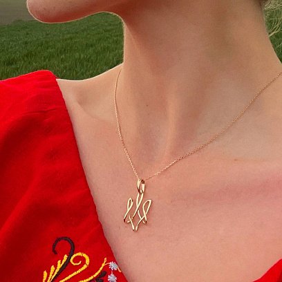 Золотой кулон "Герб Украины - Тризуб" п03686