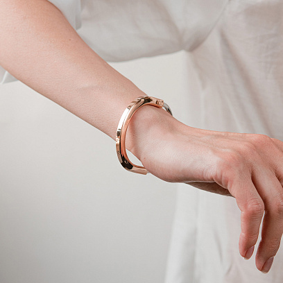 Жорсткий золотий браслет Lock б05714 №6