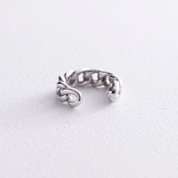 Серьга - каффа "Цепочка" в белом золоте с08191 от ювелирного магазина Оникс - 4