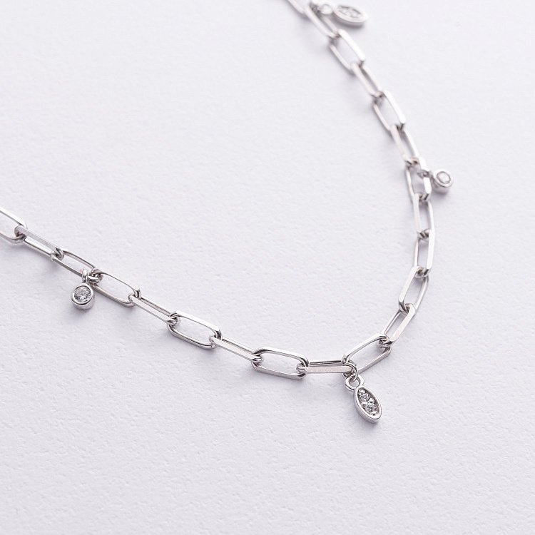 Срібний браслет з фіанітами на ногу 905-01606 від ювелірного магазину Онікс - 3