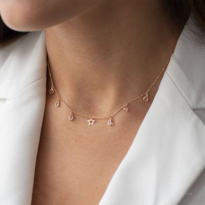 Золоте кольє "Зірка" (фіаніт) кол01402 №2