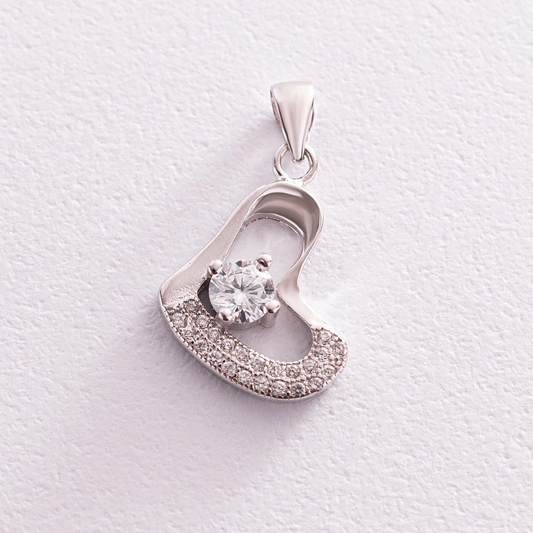 Срібна підвіска з фіанітами "Серце" (родій) 132249 від ювелірного магазину Онікс - 2