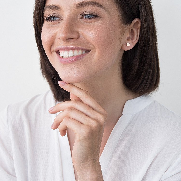 Серьги - пусеты "Шестиугольники" с красного золота с06043 от ювелирного магазина Оникс - 5