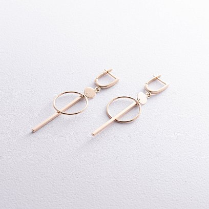 Сережки "Геометрія" у жовтому золоті с08537 №3