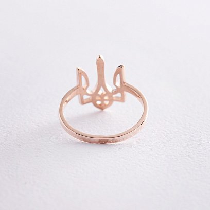 Каблучка "Герб України - Тризуб" у червоному золоті к07098 №4