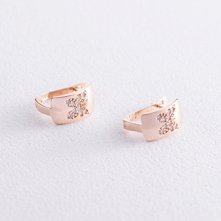 Золотые серьги "Бабочки" (фианит) с05412 от ювелирного магазина Оникс