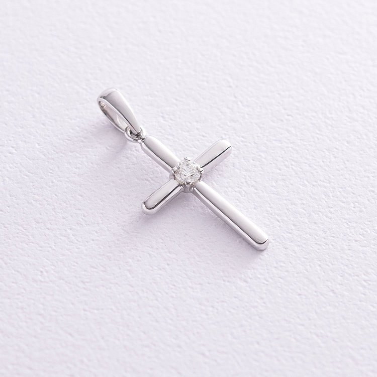 Золотий хрестик з діамантом пб0247 від ювелірного магазину Онікс