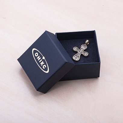 Серебряный крестик с позолотой "Распятие. Божия Матерь Оранта" 131672 №3