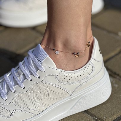 Золотой браслет "Сердечки" на ногу (фианиты) б04884 №7