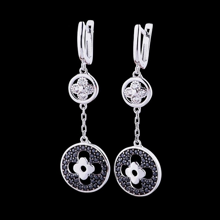 Золоті сережки "Конюшина" з фіанітами с04847 від ювелірного магазину Онікс