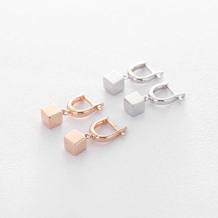 Золоті сережки "Квадратики" с06164 від ювелірного магазину Онікс - 1