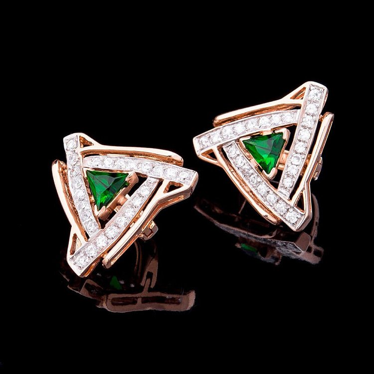 Золоті сережки з фіанітами с919-7582 від ювелірного магазину Онікс - 1