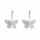 Серебряные серьги "Бабочки"с фианитами 122248 от ювелирного магазина Оникс