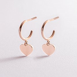 Золотые серьги - пусеты "Сердечки" с07332