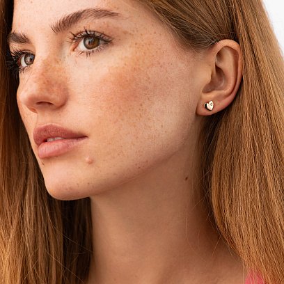 Золотые серьги "Сердечки" с фианитами с06071 №4