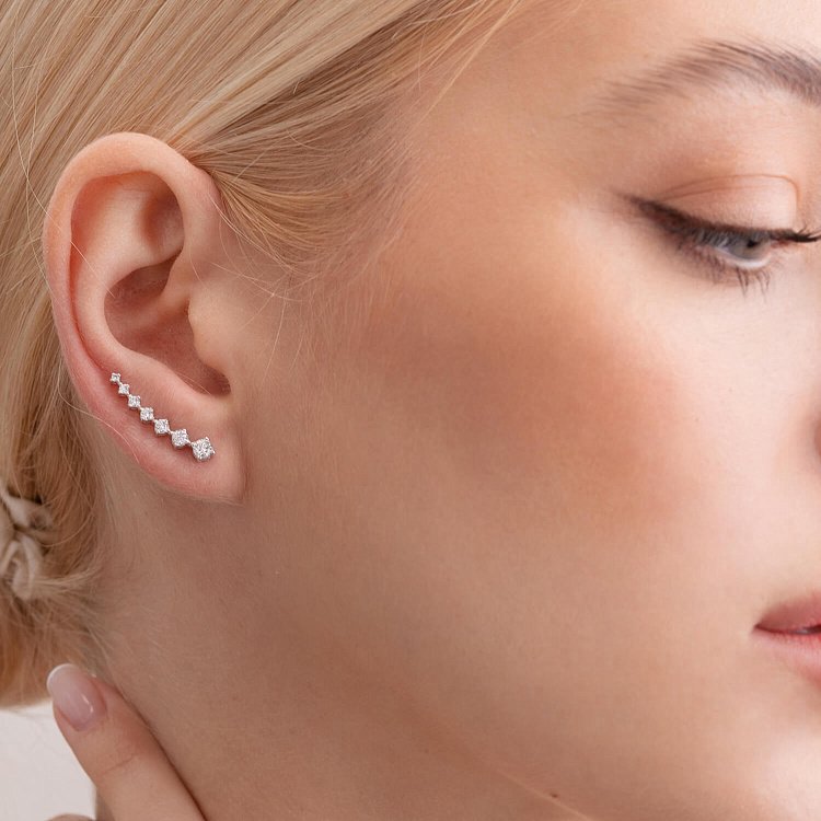 Золоті сережки - клаймбери (діаманти) 321141121 від ювелірного магазину Онікс - 2