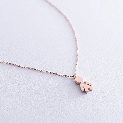 Колье "Мальчик" в красном золоте (фианит) кол02199