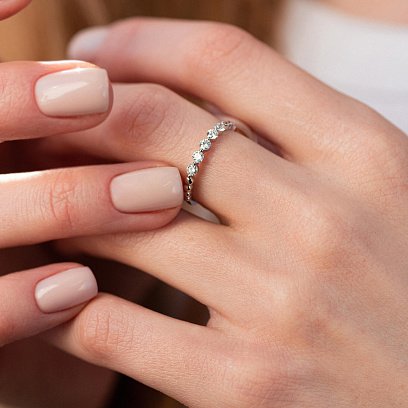 Каблучка в білому золоті з діамантами кб0493cha №4