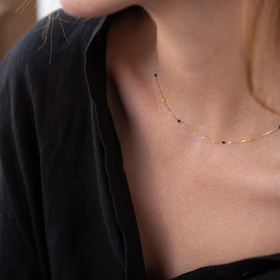 Кольє в червоному золоті (синя та жовта емаль) кол02242 №5