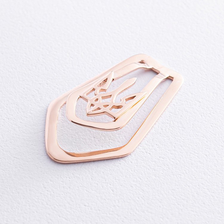 Золотой зажим для денег Герб Украины "Тризуб" заж00066 от ювелирного магазина Оникс