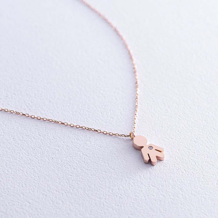 Колье "Мальчик" в красном золоте (фианит) кол02199 от ювелирного магазина Оникс