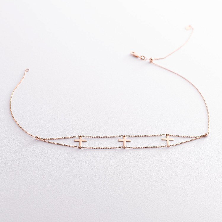 Золоте кольє - чокер з хрестиками кол01386 від ювелірного магазину Онікс - 2