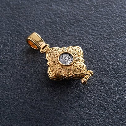 Серебряный мощевик с позолотой 132355 №3