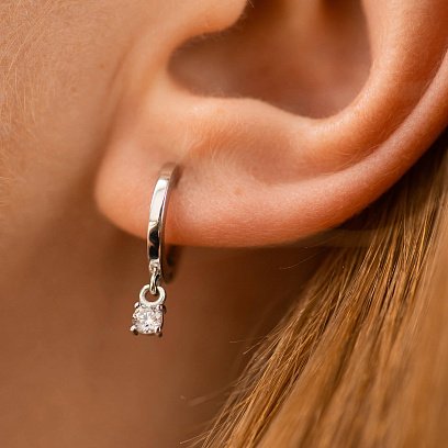 Серьги в белом золоте (фианиты) с09102 №4