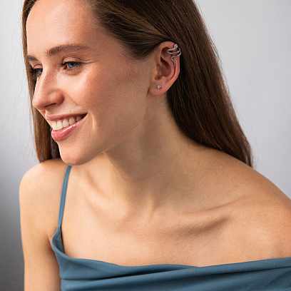 Сережка - каффа "Змія" в білому золоті с09529 №7