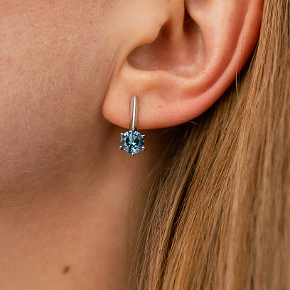 Срібні сережки з фіанітами "Лондон блакитний" 2526/1p-QLB №4