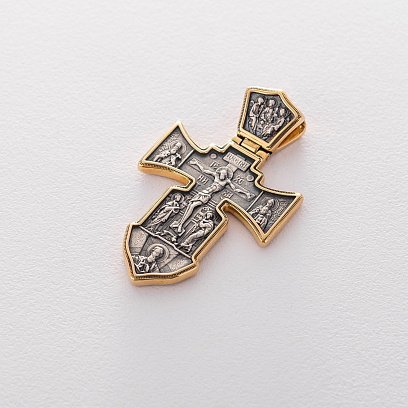 Срібний хрест з позолотою "Розп'яття. Ангел Хранитель" 131416 №6