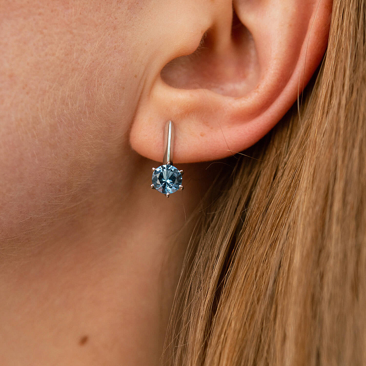 Срібні сережки з фіанітами "Лондон блакитний" 2526/1p-QLB від ювелірного магазину Онікс - 3