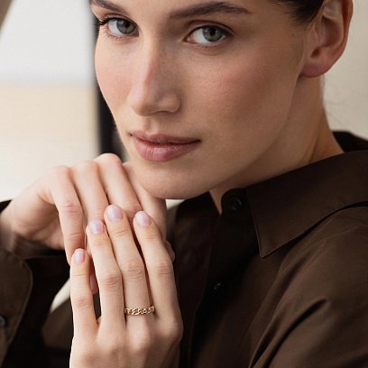 Каблучка "Ланцюжок" у жовтому золоті к07190 №15