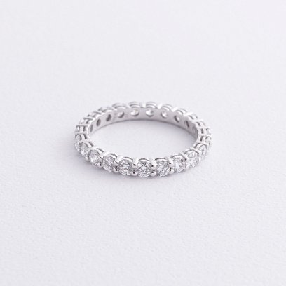 Каблучка з доріжкою діамантів (біле золото) 223351121 №3