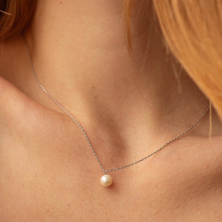 Кольє з перлиною (біле золото) кол02400 від ювелірного магазину Онікс - 5