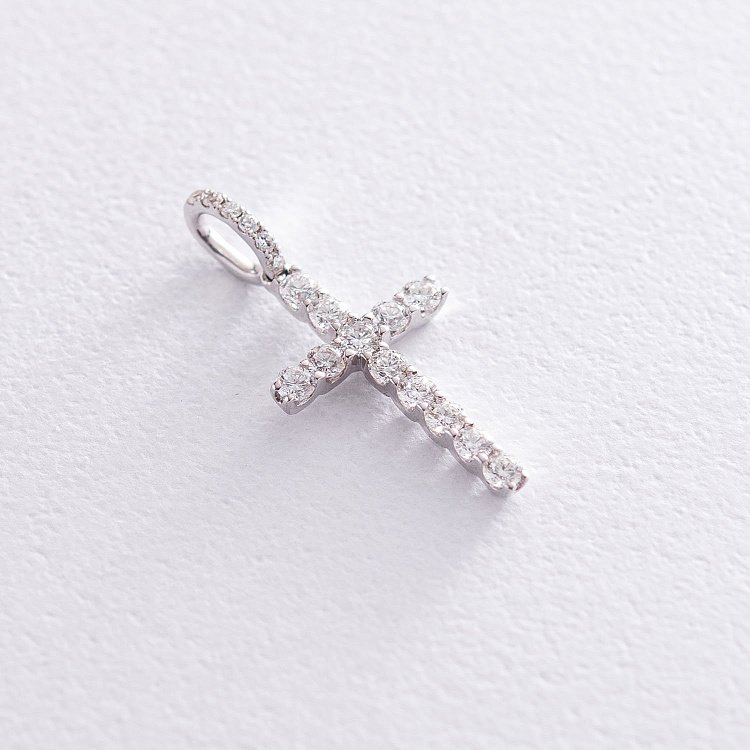 Золотой крестик с бриллиантами пб0091cha от ювелирного магазина Оникс