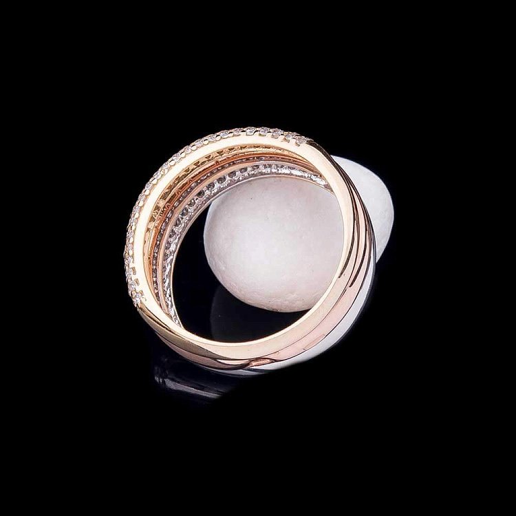 Золота каблучка з фіанітами к02925 від ювелірного магазину Онікс - 2