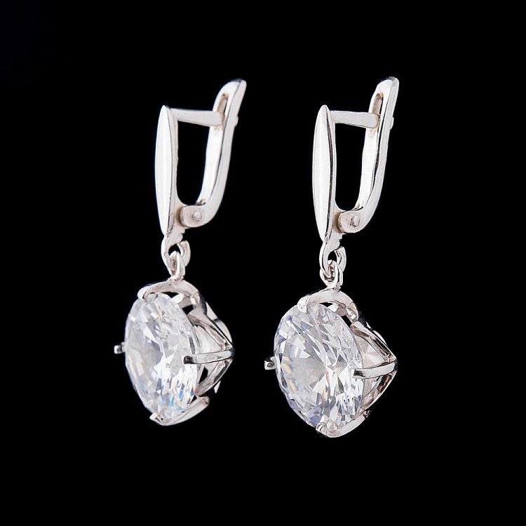 Срібні сережки з фіанітами 121861 від ювелірного магазину Онікс - 2