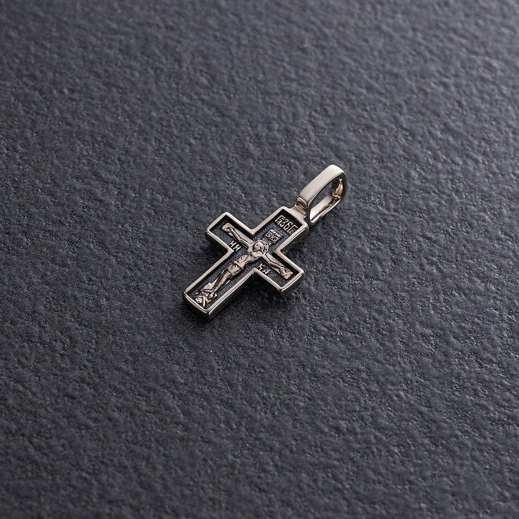 Золотой православный крест "Распятие. Молитва "Спаси и Сохрани" п03917 от ювелирного магазина Оникс