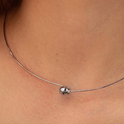 Колье - чокер "Adele" (белое золото) с шариком кол02550 №5