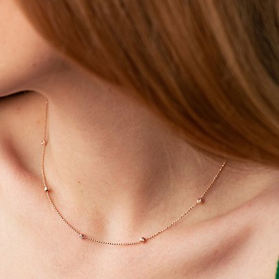 Кольє "Кульки" у червоному золоті кол02450 №2