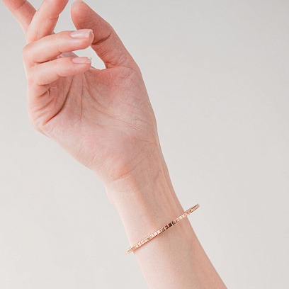 Жорсткий золотий браслет "Кубики" б05613 №6