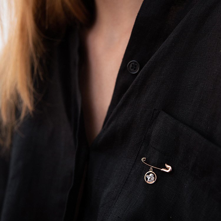 Золота дитяча шпилька "Янголятко" зак00307 від ювелірного магазину Онікс - 2