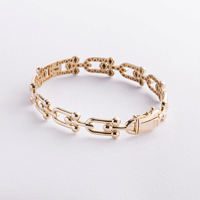 Жесткий браслет "Фантазия" в желтом золоте б05834 №2