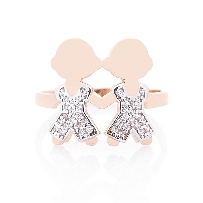 Золотий перстень "Хлопчики" (фіаніт) к06249 №3