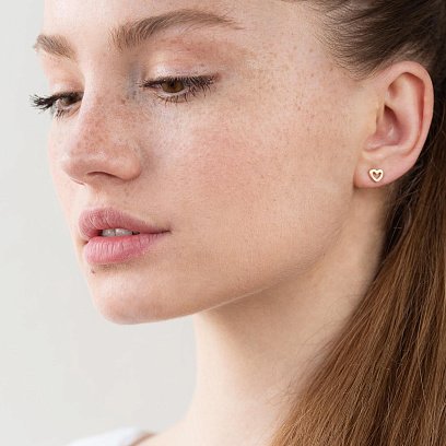 Золоті сережки-пусети "Сердечка" с06924 №2