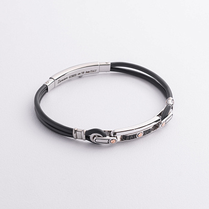 Чоловічий браслет зі срібною та золотою вставкою Zancan EXB274R-N №2