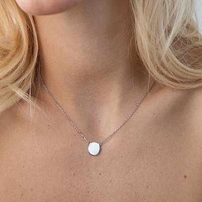 Колье "Монетка" в белом золоте (возможна гравировка) кол02042 №4